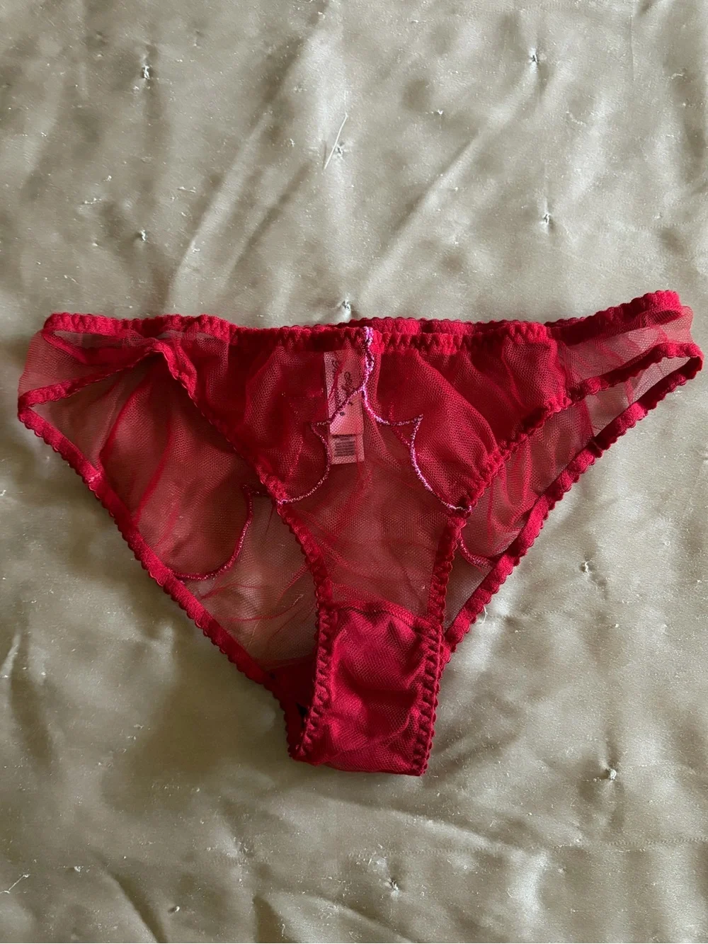 Agent Provocateur Red Sparkle Pink lurex brief size 2
